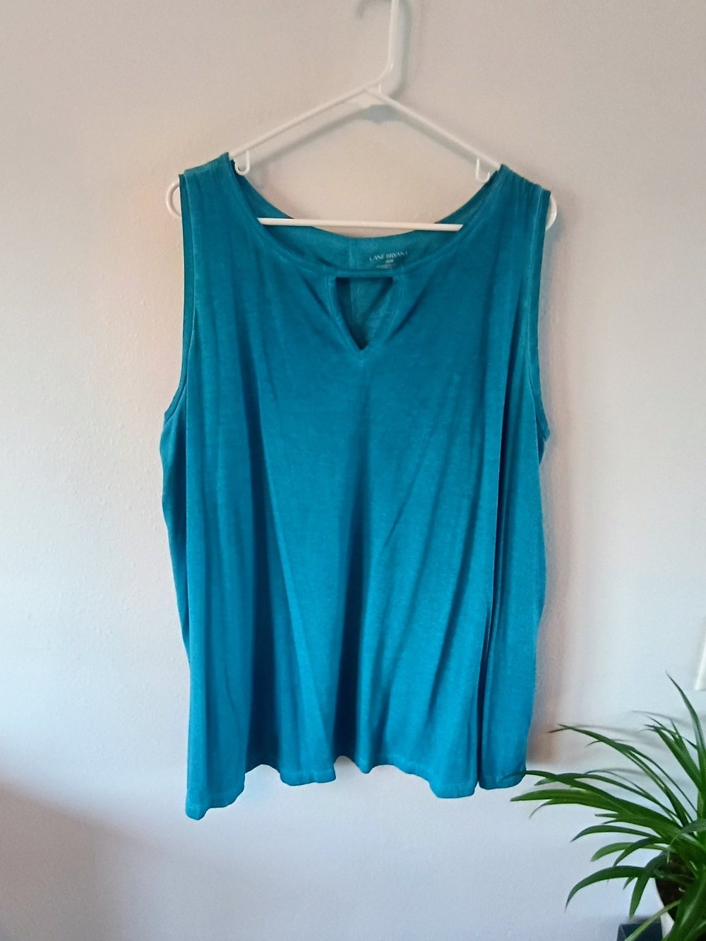 Lane Bryant Teal Sleeveless Keyhole Swing Tank Top Plus Size 26/28 Cotton Blend